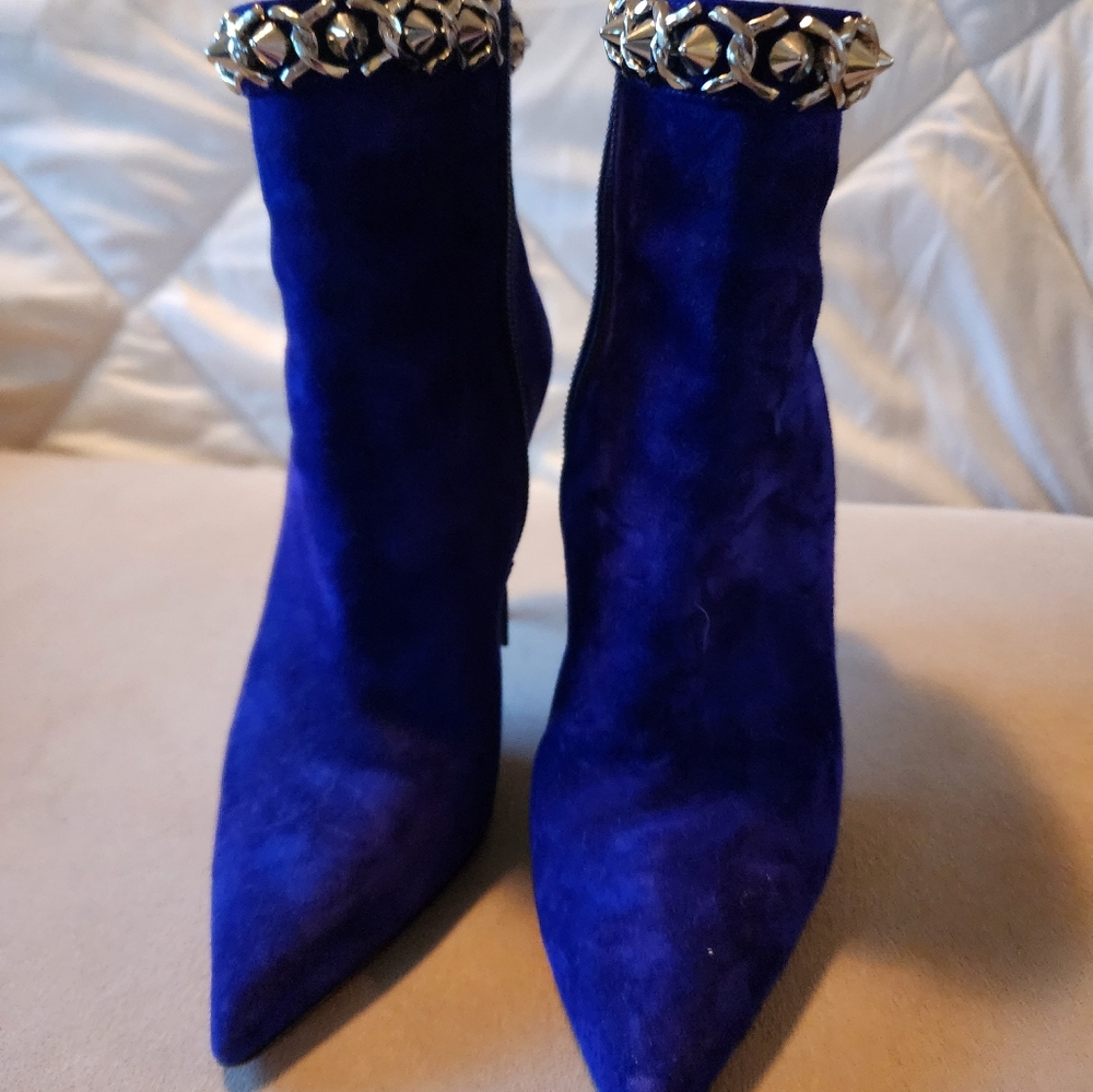 Christian Louboutin dark purple suede booties sz 36.5 Excellent condition